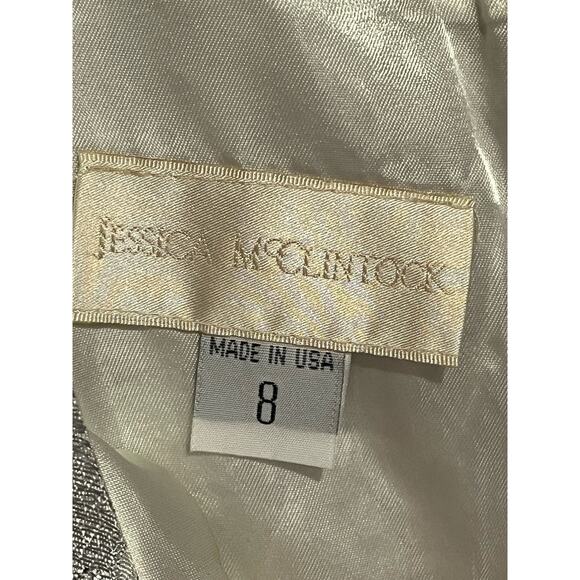 Jessica McClintock Silver Gown VTGH Size 8 Long Beyonce Megan Markle - Picture 10 of 13